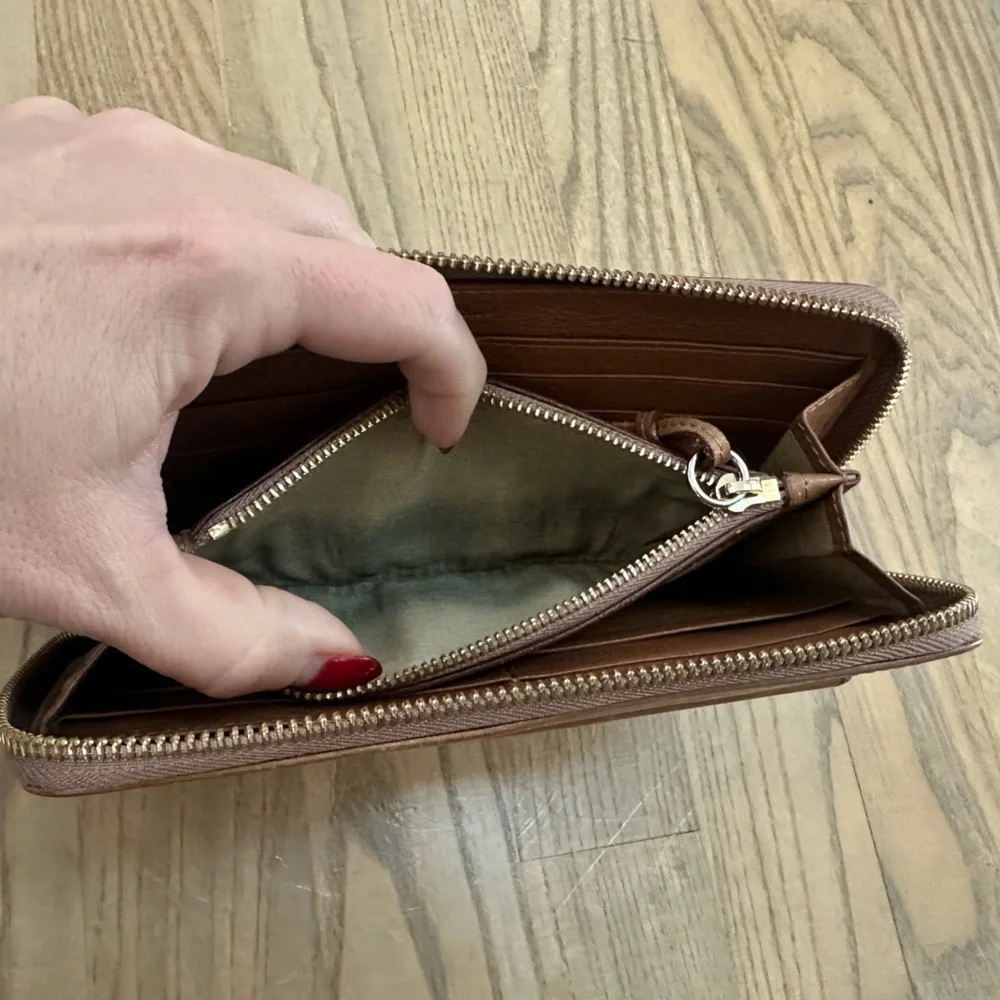 Chloe Brown Leather Wallet with Gold Accents